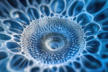 Abstract blue fractal art depicting a complex, organic, and intricate network structure.