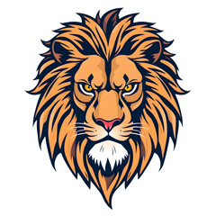 Obraz premium A wild lion head vector illustration depicts a powerful jungle predator