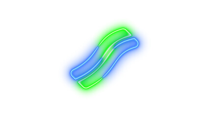  Neon bacon symbol icon blue green color glowing with transparent background