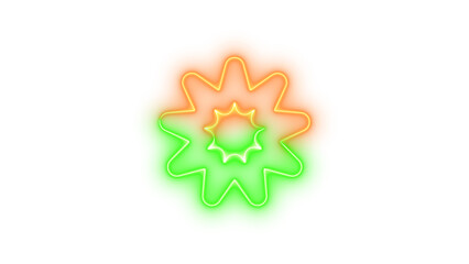 Neon bahai smoking symbol icon brown green color glowing with transparent background
