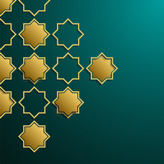 Elegant Geometric Gold Stars Pattern on a Gradient Teal Background