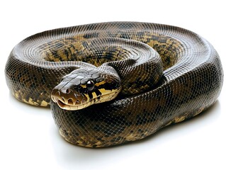 Fototapeta premium Snake curled up on white background