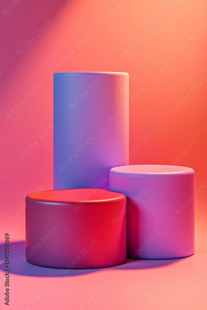 Poster a pink background serves as the base for a 3d render of a graph with multiple colors