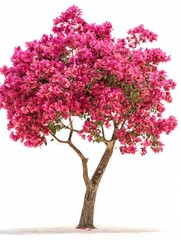 Obraz premium A vibrant flowering tree adorned with abundant pink blossoms stands proudly