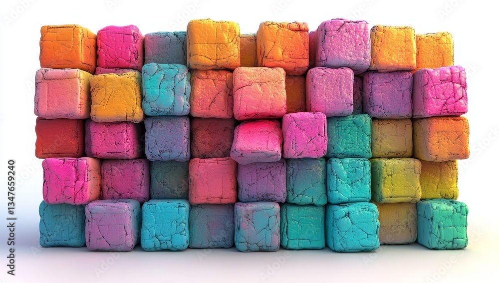Aufkleber multi-colored abstract shapes formed into a geometric pattern, rendered in 3d