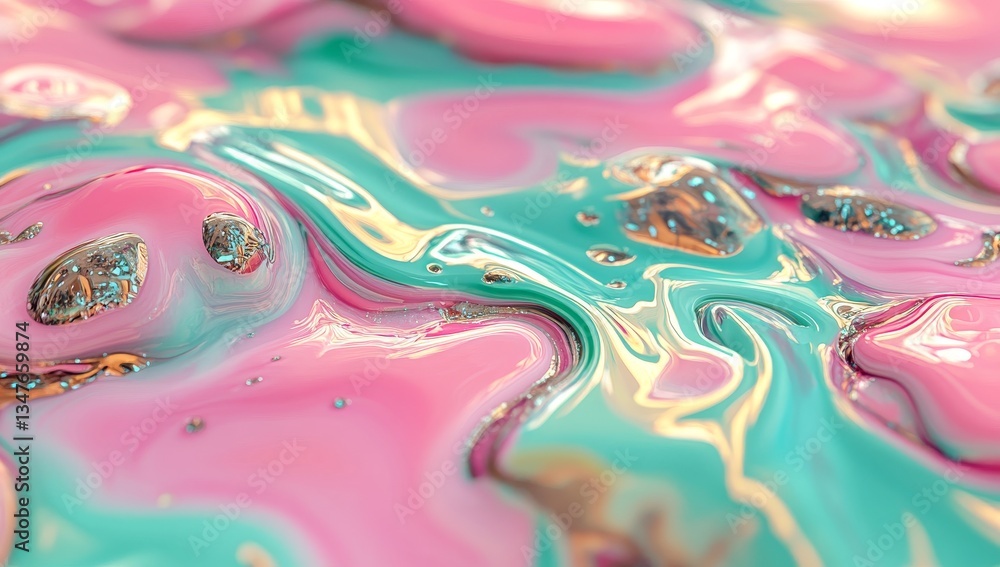 Poster colorful chrome is depicted in a 3d rendering over a pink background