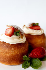 Elegant Dessert with Strawberries and Cream