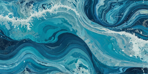 Blue ocean wave background. Blue and white water ocean background.

