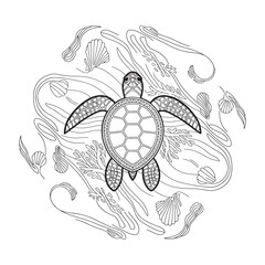 Sea Turtle Vector Design: Detailed Marine Animal Illustration for Creative Projects