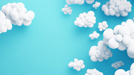 Designed as a versatile vector decoration element, the assortment of white cartoon clouds, with their distinct shapes, added a touch of cheerful whimsy to the simple blue background.
