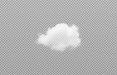 Vector realistic cloud, smoke or fog on isolated transparent background. Cloud png. Smoke png
