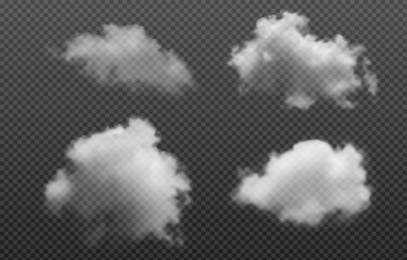 Vector realistic cloud, smoke or fog on isolated transparent background. Cloud png. Smoke png