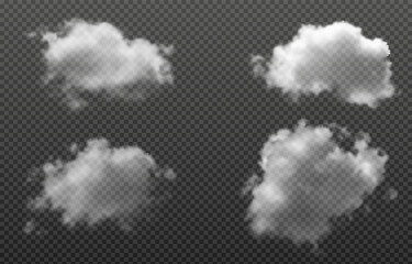 Vector realistic cloud, smoke or fog on isolated transparent background. Cloud png. Smoke png