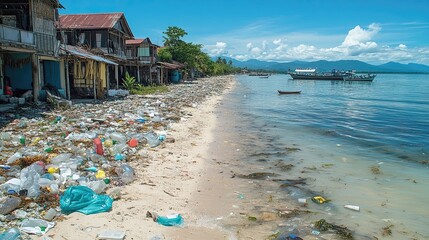 Marine pollution and plastics, illustrating the harmful effects of plastic waste in oceans and the importance of reducing plastic usage and adopting sustainable packaging alternatives.