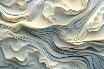 Obraz premium In a 3D rendering, glass panels are designed to look like fabric, taking on an abstract, flowing appearance