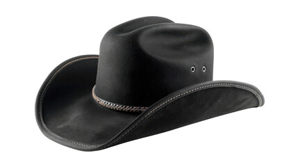 Classic black cowboy hat isolated on transparent background