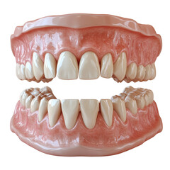 Dental model of human teeth isolated on white or transparent background.