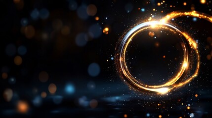 Glowing Rings of Light and Sparkle Abstract Background