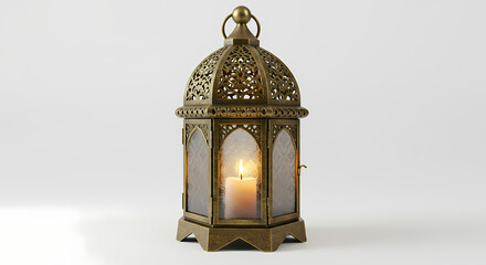 Ornate Gold Lantern with Candle