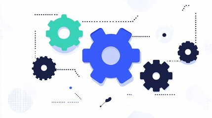 Interconnected gears mechanism, digital background, workflow