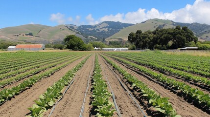Serene Farmland Landscape with Rolling Hills