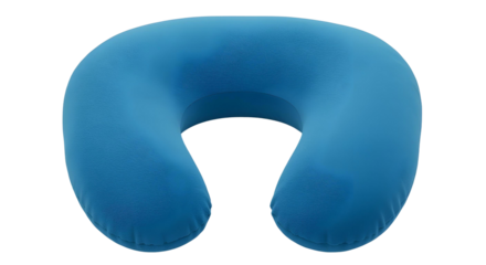 Blue pillow for neck isolated on transparent background, cut out, ai generated
