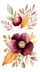 Autumn Watercolor Floral Arrangement.