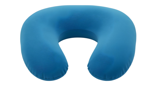 Blue pillow for neck isolated on transparent background, cut out, ai generated