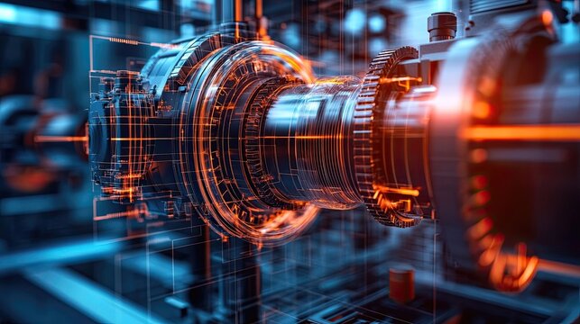 Mechanical engineering concepts illustrating the principles of mechanics, thermodynamics, and materials science applied in machinery, engines, and various engineering systems.