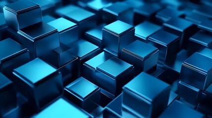 Blue Cubes Forming a 3D Pattern with Layers