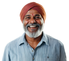 PNG Indian man smiling portrait turban happy.