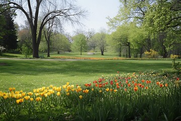 Obraz premium bloom plain glows with wild energy as rich foliage twirls in gust bright flora beams in a merry frame and wild happily blooms in grand revival of life 