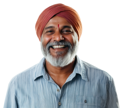 PNG Indian man smiling portrait turban happy. - Powered by Adobe