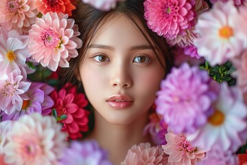 A Woman's Inner Beauty Blossoming in Nature's Vibrant Garden