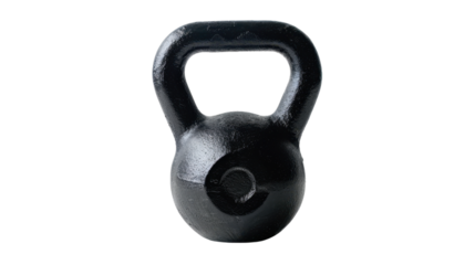 Black kettlebell weight lifting equipment on transparent background