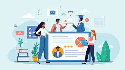 Online Education Platform for Remote Degrees: Diverse Students Collaborating & Achieving Academic Goals with Digital Tools & Mentorship in a Modern Learning Environment