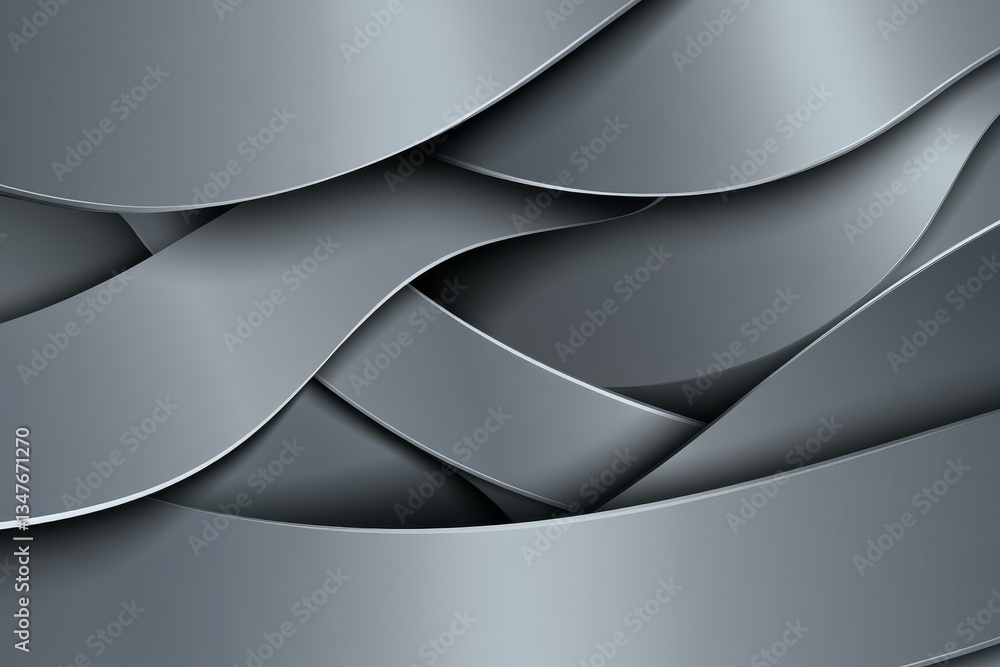 Aufkleber an abstract 3d rendering presents a metallic silver structure with smooth, curved lines and contours