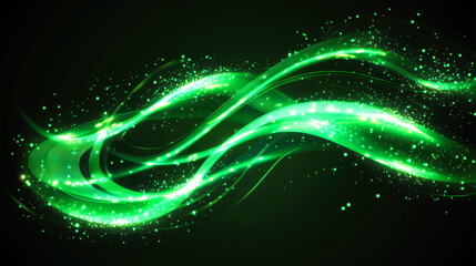 Fototapeta premium Dynamic green light trails create a mesmerizing effect in a dark background