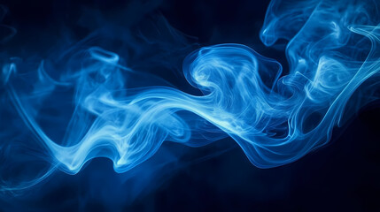 Fototapeta premium Blue Smoke Flowing in Dark Background