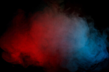 Blue and yellow steam on a black background.