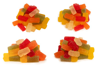Marmalade candies isolated on a white background.