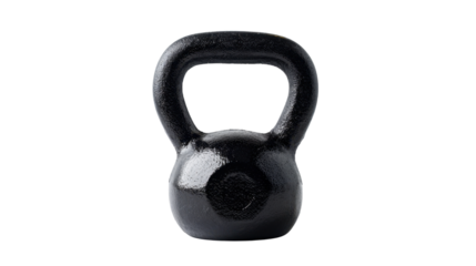 Black kettlebell on transparent background for fitness training