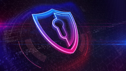 Shield cyber security symbol cyber sign technology illustration