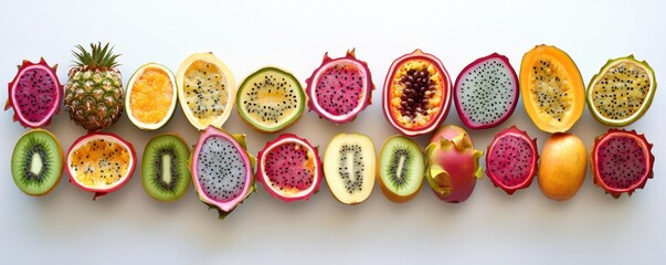 Colorful Tropical Fruit Slices Display