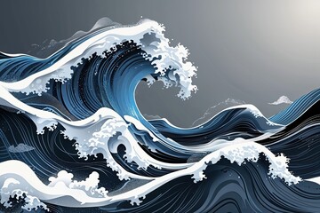 Dynamic Grey Abstract Background Poster Featuring Waves and Technology Network Design