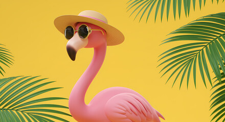 Obraz premium Summer Flamingo in Sunglasses