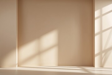 Fototapeta premium Soft Beige Studio Backdrop with Gentle Lighting and Delicate Shadows