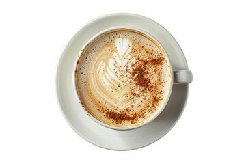 Cappuccino in white cup on saucer with cinnamon. AI generated