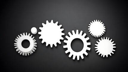 White Gears Interlocking for Dark Background.