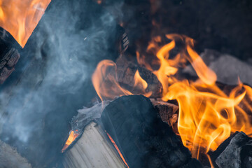 Burning logs in a fire